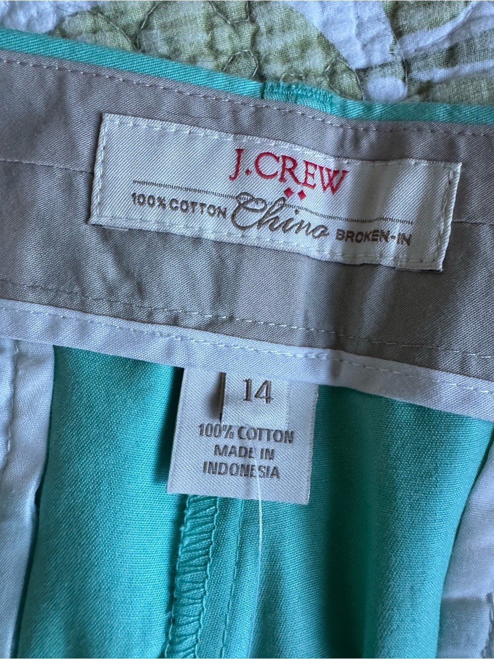 J. Crew Turquoise Cotton Bermuda Shorts, size 14 - Picture 5 of 9